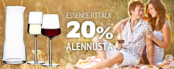 20% alennusta Essencen laseista, karahveista ja jälkiruokakulhoista Iittalalta! 