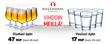 30% alennusta Rosendahlin 6kpl pakkauksista olut- ja vesilaseja!