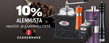 10% alennusta Zassenhousen mauste- ja kahvimyllyistä!