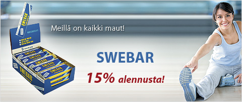 15% alennusta "Meillä on kaikki maut!"  Osta Swebars-patukkasi täältä!