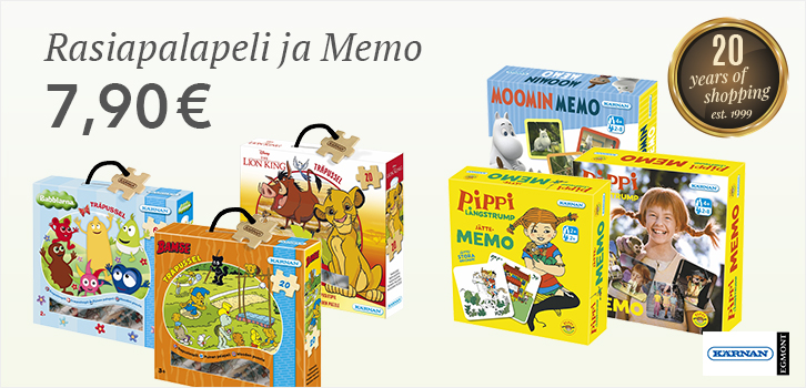 Rasiapalapeli ja Memo jopa 35% alennusta