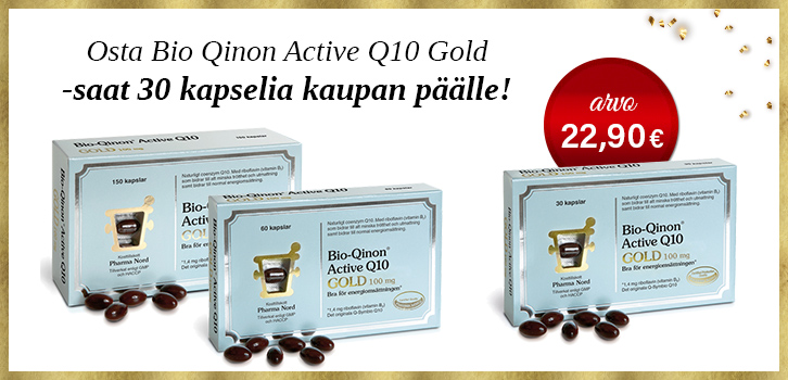 Ostaessasi Bio-Qinon Active Q10 Gold  - saat kaupan päälle 30 kapselia. 