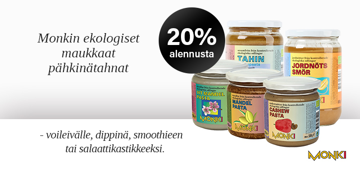 Ekologiset pähkinälevitteet - 20% alennusta!