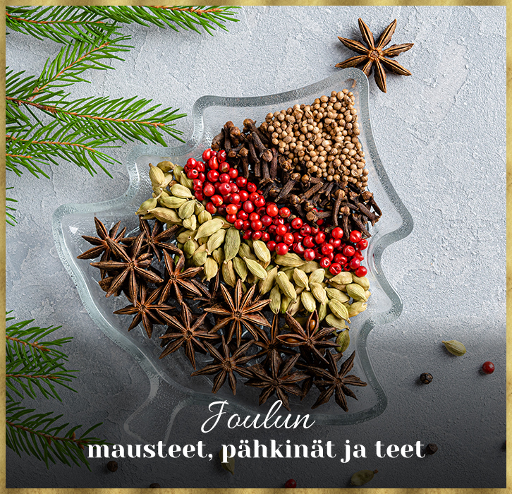Joulun mausteet, pähkinät ja teet
