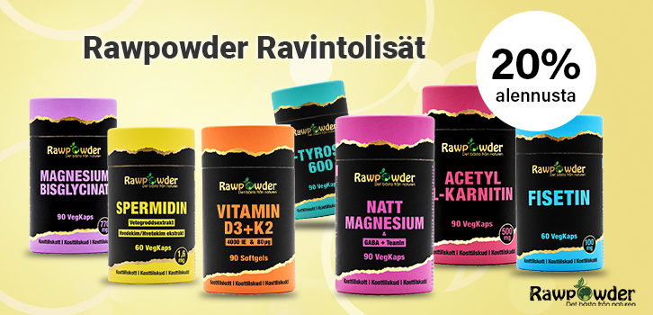 Rawpowder lisäravinteet -20 % alennus!