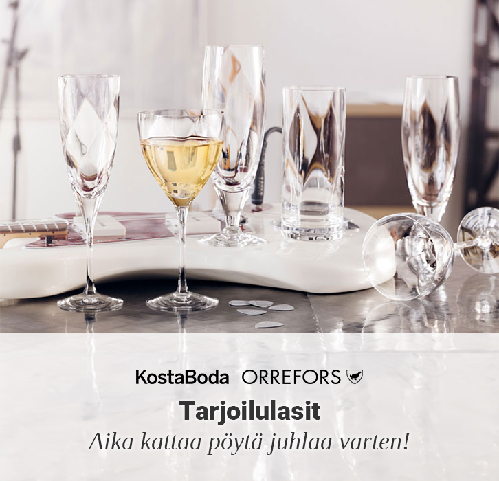 Kampanja juhlallisista laseista Kosta Boda -merkiltä