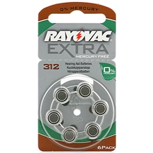 6 kpl/paketti - Rayovac Extra Hörapparats batteri Nr 312