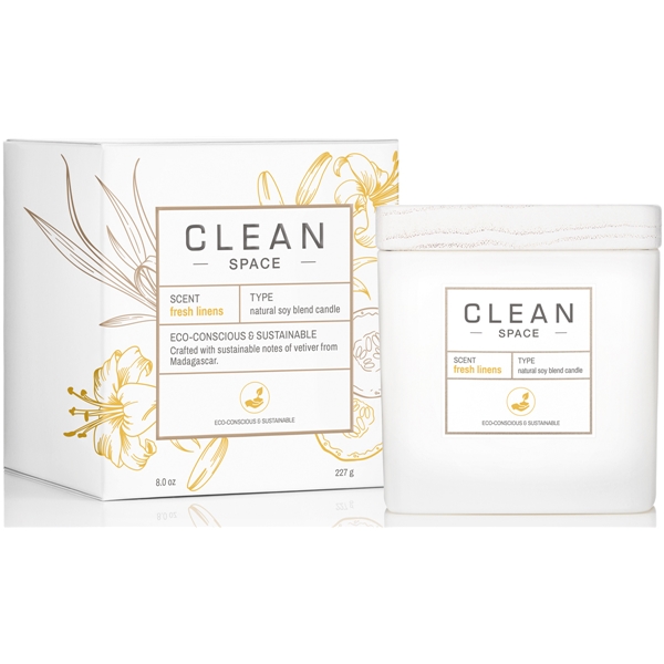 Clean Space Fresh Linens Scented Candle (Kuva 2 tuotteesta 3)