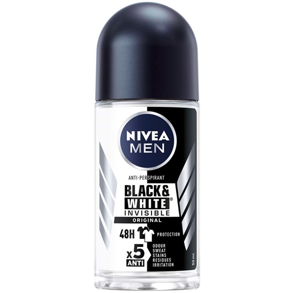 Nivea Men Deo Black & White Invisible Roll On (Kuva 1 tuotteesta 5)