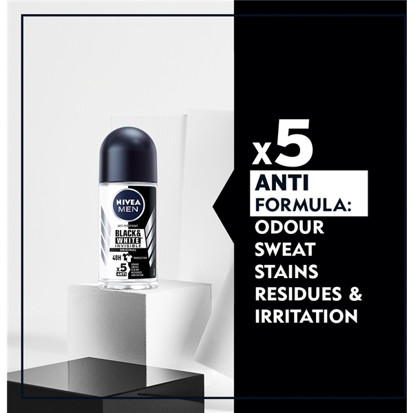 Nivea Men Deo Black & White Invisible Roll On (Kuva 2 tuotteesta 5)