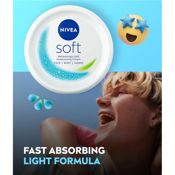 Nivea Soft Moisturizing Cream - Face Body Hand (Kuva 4 tuotteesta 5)