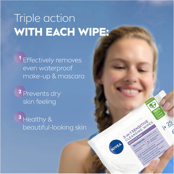Nivea 3 in 1 Sensitive Cleansing Wipes (Kuva 3 tuotteesta 6)