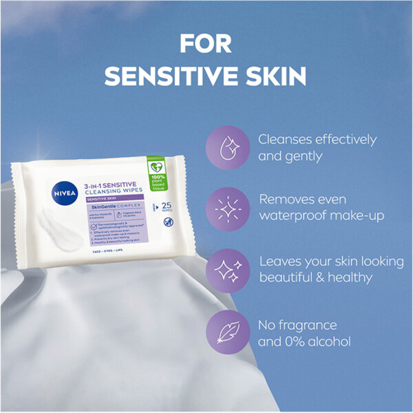 Nivea 3 in 1 Sensitive Cleansing Wipes (Kuva 6 tuotteesta 6)