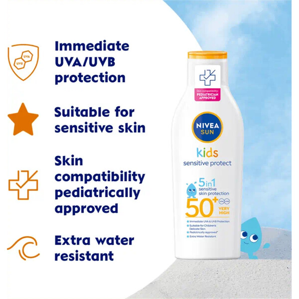 Nivea Sun Kids Sensitive Lotion Spf 50+ (Kuva 2 tuotteesta 4)