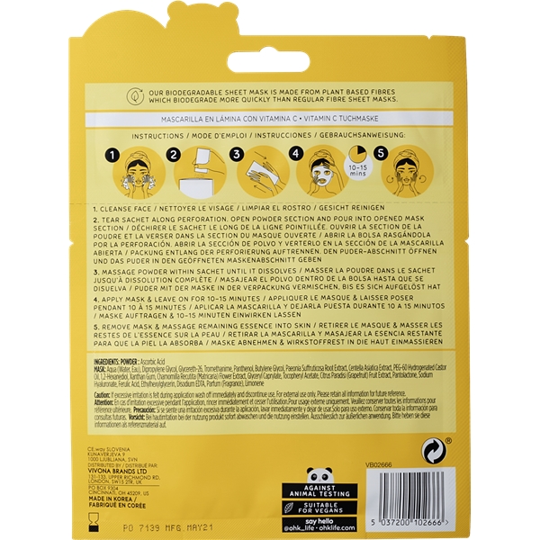 Oh K! Vitamin C Sheet Mask (Kuva 2 tuotteesta 2)
