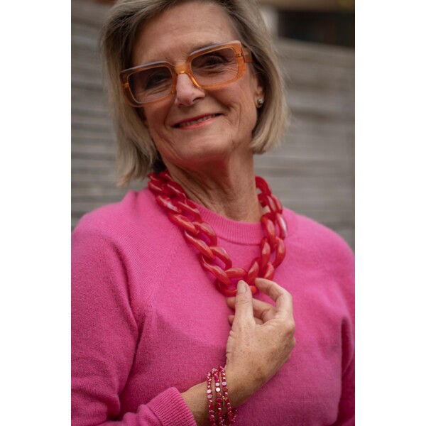 84511-12 Chunky Necklace Red (Kuva 4 tuotteesta 4)