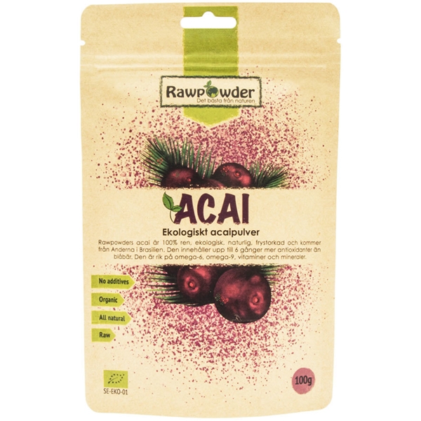 Acai bär pulver 100 gr, Rawpowder