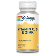 Solaray Vitamin C, D & Zink 30 kapselia