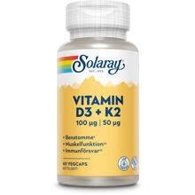 Solaray Vitamin D3 & K2 60 kapselia