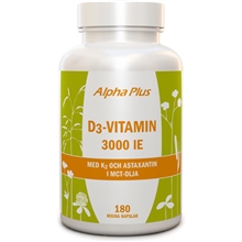 180 kapselia - D3-vitamin 3000 IE med K2 och Astaxantin