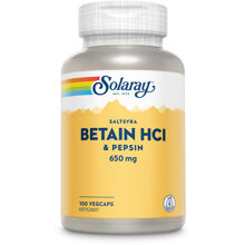 Solaray Betain HCI & Pepsin 100 kapselia