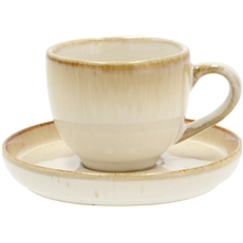 1 set - Kermanvalkoinen - Gastro Espresso aluslautasen kera 7 cl