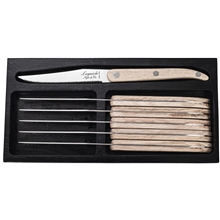 1 set - Grilliveitset Laguiole Oak Wood hammastettu 6p