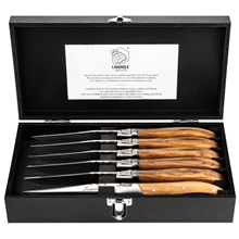 Grilliveitset Laguiole Olive wood suora 6-pack