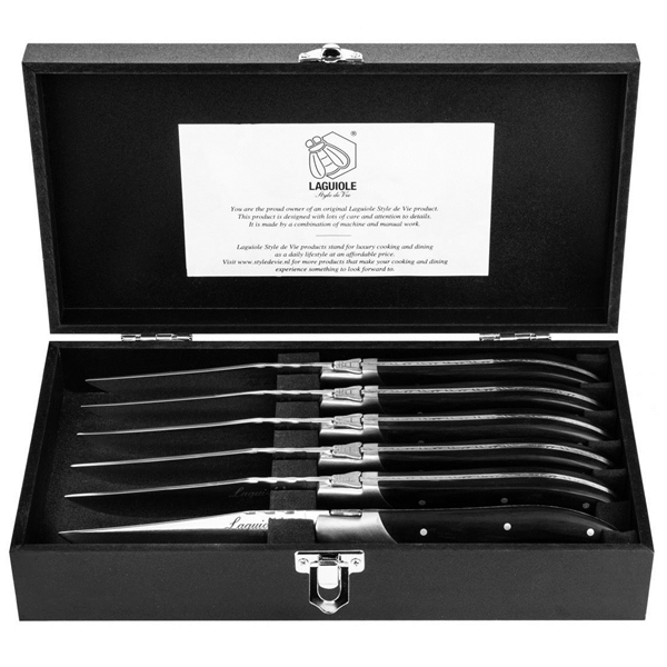 Grilliveitset Laguiole Black Ebony suora 6-pack (Kuva 1 tuotteesta 8)