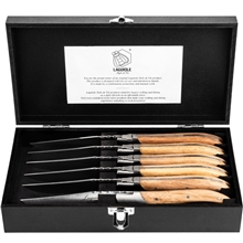 1 set - Grilliveitset Laguiole Oak Wood Stonewash 6-pack