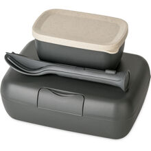 1 set - Tummanharmaa - Candy Ready Set Lunchbox ja aterimet
