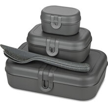 1 set - Tummanharmaa - Pascal Ready Set Lunchbox ja aterimet