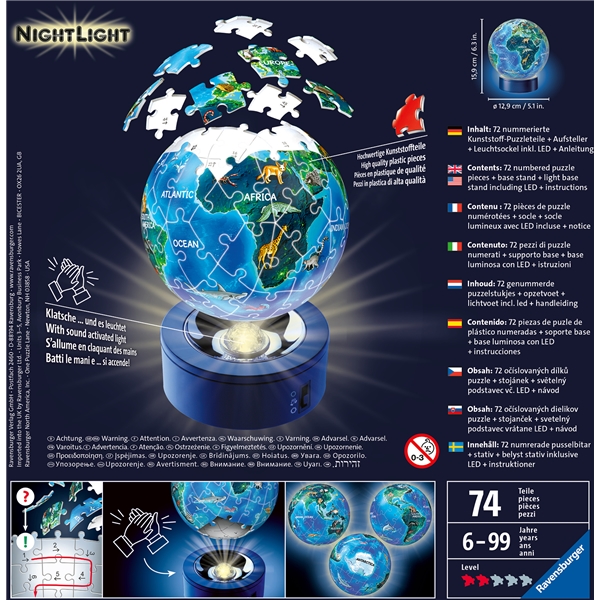 Palapeli 3D 72 Palaa Children Globe Nightlight (Kuva 2 tuotteesta 3)
