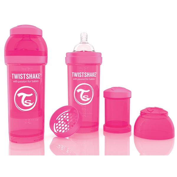 Twistshake Tuttipullo 260 ml Vaaleanpunainen