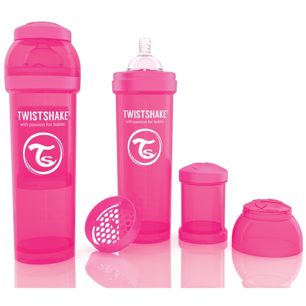 Twistshake Tuttipullo 330 ml Vaaleanpunainen