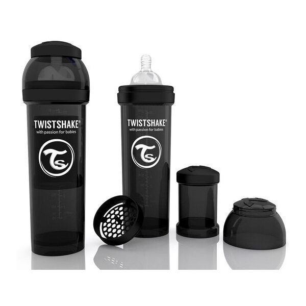 Twistshake Tuttipullo 330 ml Musta