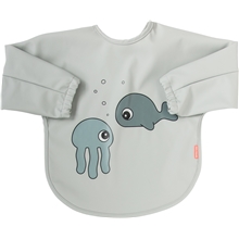 Done By Deer Sleeved Bib Sea Friends Grey