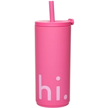 Cherry Pink - Design Letters Travel Cup with Straw 500ml