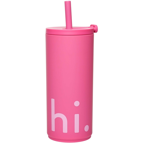 Design Letters Travel Cup with Straw 500ml Cherry Pink