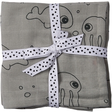 Grey - Done By Deer Burp Cloth 2-P Grey Sea Friends