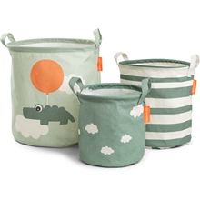 Happy Clouds Green - Done By Deer Storage Basket Set