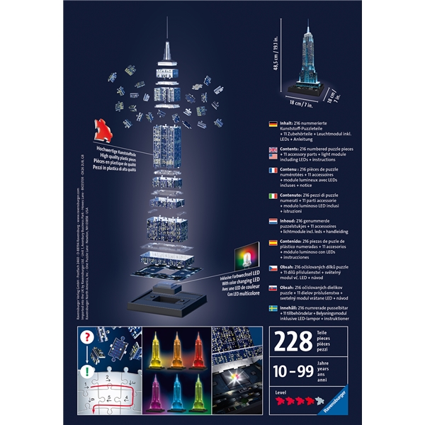 Palapeli rakennus 3D - Empire State Building LED (Kuva 2 tuotteesta 6)