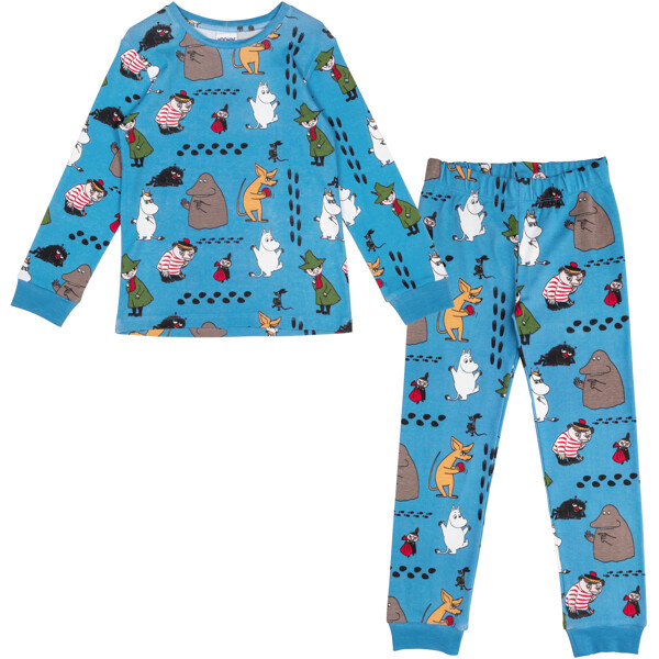 Muumi Pyjama Jalanjäljet2 Sininen (Kuva 1 tuotteesta 2)