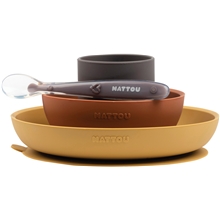 Mustard/Terracotta - Nattou Soft Silicone Ruokasetti 4-osainen