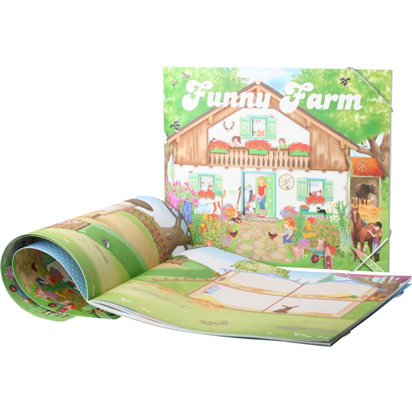 Create Your Funny Farm -väritys- ja tarrakirja