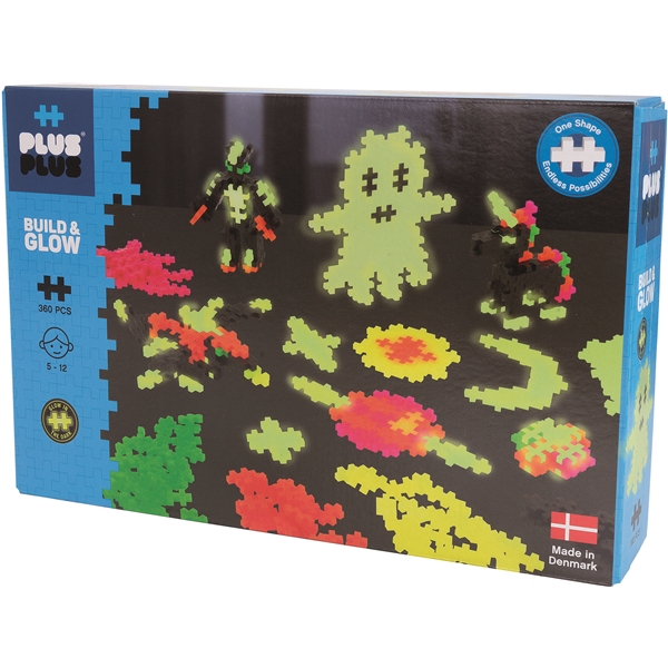 Plus Plus Build & Glow Glow-in-the-dark  360 osaa (Kuva 1 tuotteesta 4)