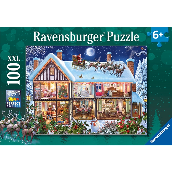 Palapeli 100 Palaa XXL Christmas At Home, Ravensburger