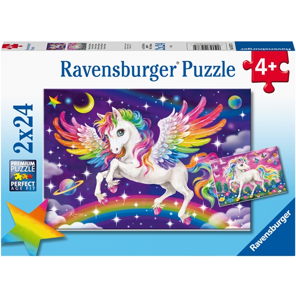 Palapeli 2 x 24 Palaa Unicorn & Pegasus (Kuva 1 tuotteesta 3)