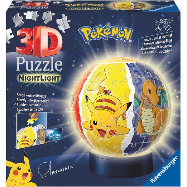 Palapeli 3D Pokémon Night Light 72 Palaa, Ravensburger