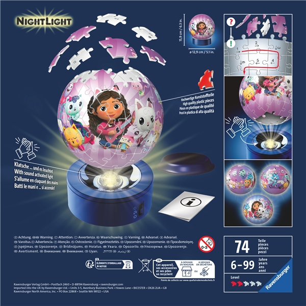 Palapeli 3D Gabby's Dollhouse Night Light 72 p (Kuva 3 tuotteesta 3)